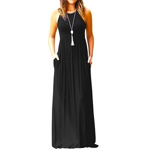Grecerelle black tank top maxi dress with pockets